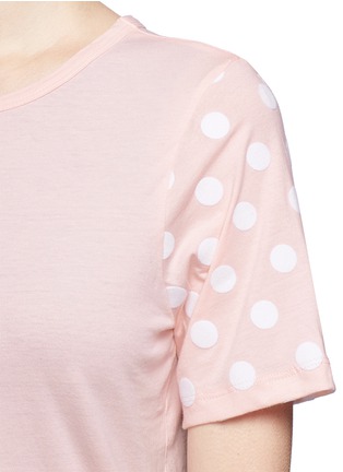 Detail View - Click To Enlarge - CLU TOO - Flocked polka dot sleeve jersey T-shirt