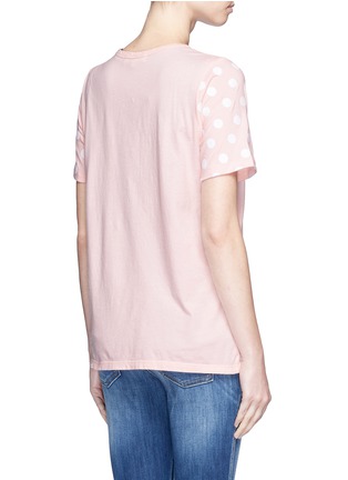 Back View - Click To Enlarge - CLU TOO - Flocked polka dot sleeve jersey T-shirt