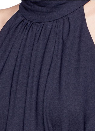 Detail View - Click To Enlarge - TRADEMARK - Smocked waist wool blend pleated halterneck dress