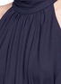 Detail View - Click To Enlarge - TRADEMARK - Smocked waist wool blend pleated halterneck dress