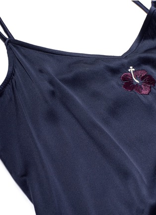 Detail View - Click To Enlarge - TRADEMARK - Embroidered floral silk satin slip dress
