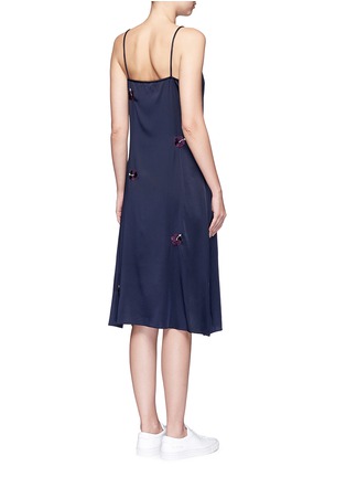 Back View - Click To Enlarge - TRADEMARK - Embroidered floral silk satin slip dress