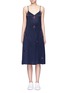 Main View - Click To Enlarge - TRADEMARK - Embroidered floral silk satin slip dress