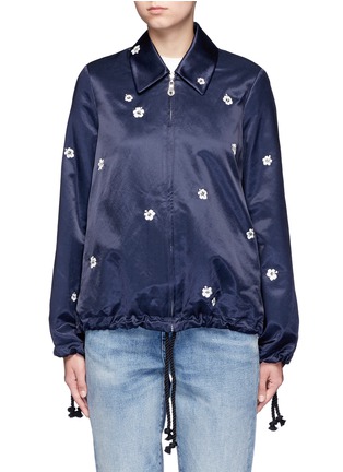 Main View - Click To Enlarge - TRADEMARK - Reversible floral embroidered sateen zip jacket