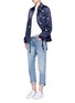 Figure View - Click To Enlarge - TRADEMARK - Reversible floral embroidered sateen zip jacket