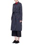 Front View - Click To Enlarge - TRADEMARK - Stripe wool blend trench coat