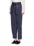 Front View - Click To Enlarge - TRADEMARK - Tie waist stripe wool blend pants
