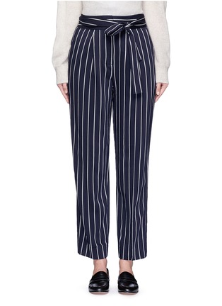 Main View - Click To Enlarge - TRADEMARK - Tie waist stripe wool blend pants