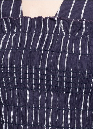 Detail View - Click To Enlarge - TRADEMARK - Stripe smocked cotton twill sleeveless top