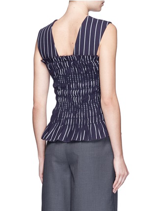 Back View - Click To Enlarge - TRADEMARK - Stripe smocked cotton twill sleeveless top