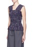 Front View - Click To Enlarge - TRADEMARK - Stripe smocked cotton twill sleeveless top