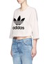 Front View - Click To Enlarge - ADIDAS - Trefoil logo print quilted knit cropped T-shirt