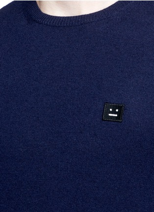 Detail View - Click To Enlarge - ACNE STUDIOS - Dasher O Face' appliqué wool sweater