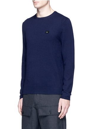 Front View - Click To Enlarge - ACNE STUDIOS - Dasher O Face' appliqué wool sweater