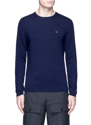 Main View - Click To Enlarge - ACNE STUDIOS - Dasher O Face' appliqué wool sweater