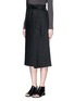 Front View - Click To Enlarge - HELMUT LANG - Wrap front cotton-linen belted skirt