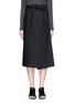 Main View - Click To Enlarge - HELMUT LANG - Wrap front cotton-linen belted skirt