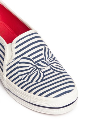 Detail View - Click To Enlarge - KEDS - x Kate Spade 'Triple Decker Bow' canvas flatform slip-ons