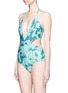 Figure View - Click To Enlarge - MARA HOFFMAN - Twist front cutout leaf print swimsuit