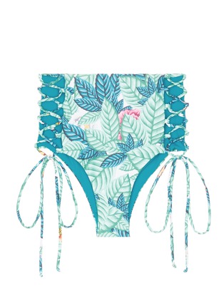 Main View - Click To Enlarge - MARA HOFFMAN - Lace-up leaf print high waist bikini bottoms