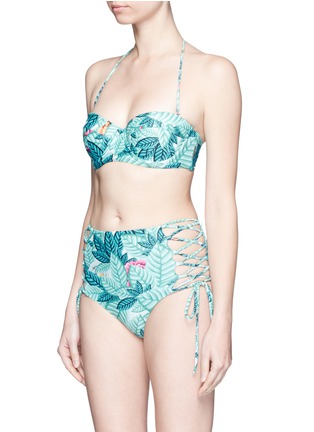 Figure View - Click To Enlarge - MARA HOFFMAN - Lace-up leaf print high waist bikini bottoms