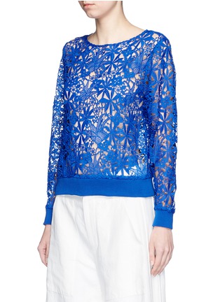 Front View - Click To Enlarge - HELEN LEE - Floral guipure lace sweatshirt