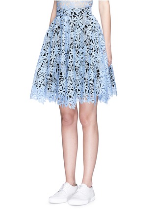 Front View - Click To Enlarge - HELEN LEE - Floral guipure lace flare skirt