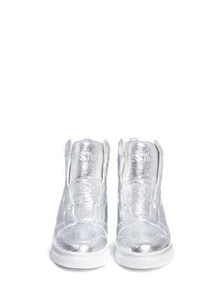 Front View - Click To Enlarge - ASH - 'Clone' metallic leather wedge sneakers