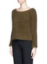 Front View - Click To Enlarge - HELMUT LANG - Seed stitch angora cropped sweater