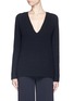 Main View - Click To Enlarge - HELMUT LANG - Wool cashmere Fisherman's Rib V-neck sweater