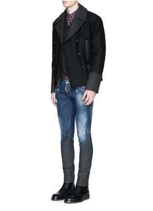 Front View - Click To Enlarge - 71465 - 'Clement' splash paint distressed slim fit jeans