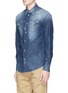 Front View - Click To Enlarge - 71465 - 'Western' paint spot distressed denim shirt
