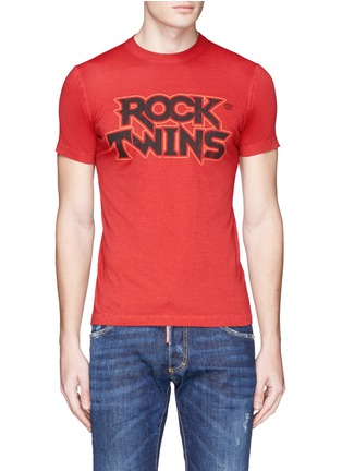 Main View - Click To Enlarge - 71465 - 'ROCK TWINS' print cotton slub T-shirt