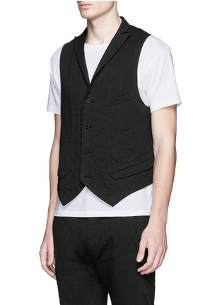 Front View - Click To Enlarge - ZIGGY CHEN - Collarless linen-cotton vest