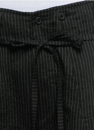 Detail View - Click To Enlarge - ZIGGY CHEN - Pinstripe cotton-linen wide leg pants