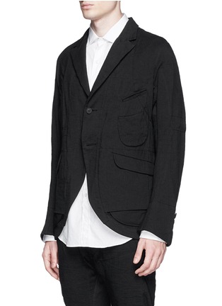 Front View - Click To Enlarge - ZIGGY CHEN - Duo-layer back vent cotton-linen blazer
