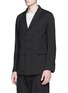 Front View - Click To Enlarge - ZIGGY CHEN - Pinstripe cotton-linen blazer