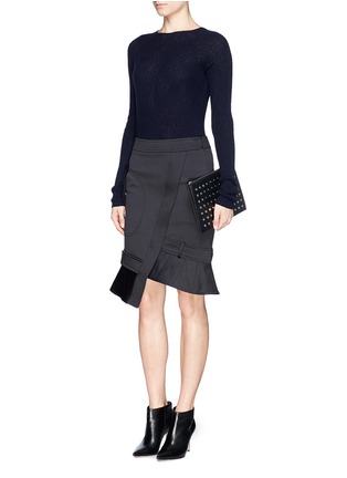 Figure View - Click To Enlarge - ALEXANDER WANG - Quilted hem satin-faced twill skirt