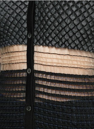 Detail View - Click To Enlarge - ALEXANDER WANG - Sheer smocked knit cardigan