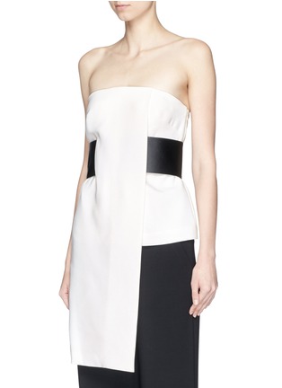 Front View - Click To Enlarge - ALEXANDER WANG - Asymmetric hem strapless crepe top