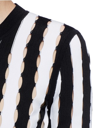 Detail View - Click To Enlarge - ALEXANDER WANG - Intarsia slit stripe knit sweater