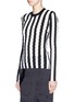 Front View - Click To Enlarge - ALEXANDER WANG - Intarsia slit stripe knit sweater