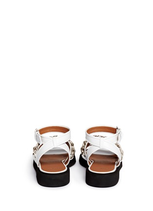 Back View - Click To Enlarge - GIVENCHY - Curb chain leather flatform sandals