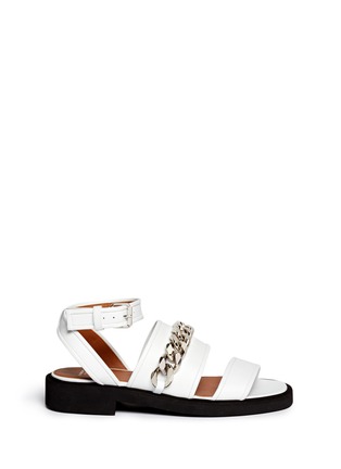 Main View - Click To Enlarge - GIVENCHY - Curb chain leather flatform sandals