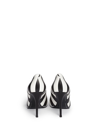 Back View - Click To Enlarge - GIVENCHY - Stripe print leather pumps