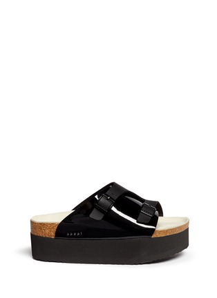 Main View - Click To Enlarge - SACAI - Double buckle flatform slide sandals
