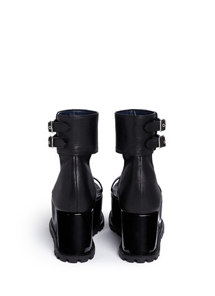 Back View - Click To Enlarge - SACAI - Patent leather ankle cuff platform sandals