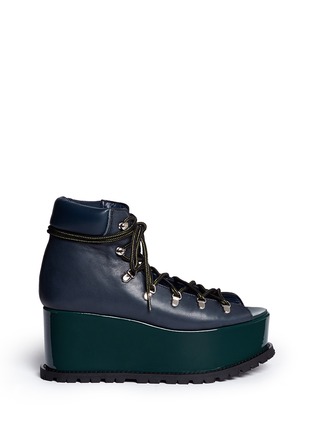Main View - Click To Enlarge - SACAI - Open vamp patent leather platform mountain boots