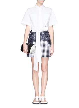 Figure View - Click To Enlarge - MSGM - Lace appliqué gingham skirt