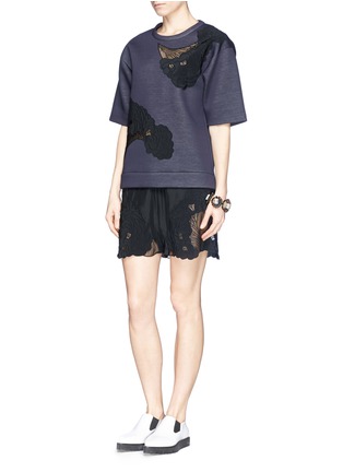 Figure View - Click To Enlarge - STELLA MCCARTNEY - Cloud embroidery silk shorts